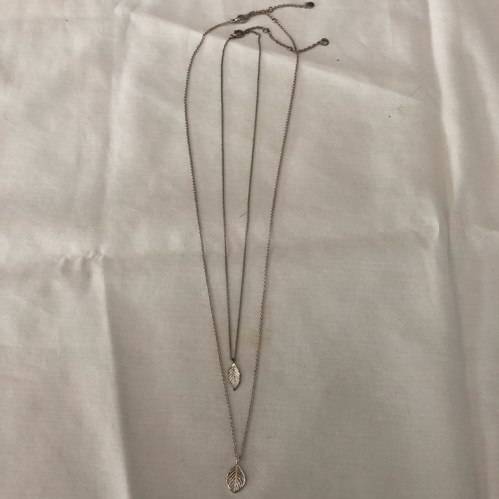 Two piece silver leaf necklace